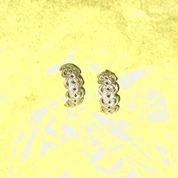 925 Silver half moon pierced earrings - Picture 3 of 5